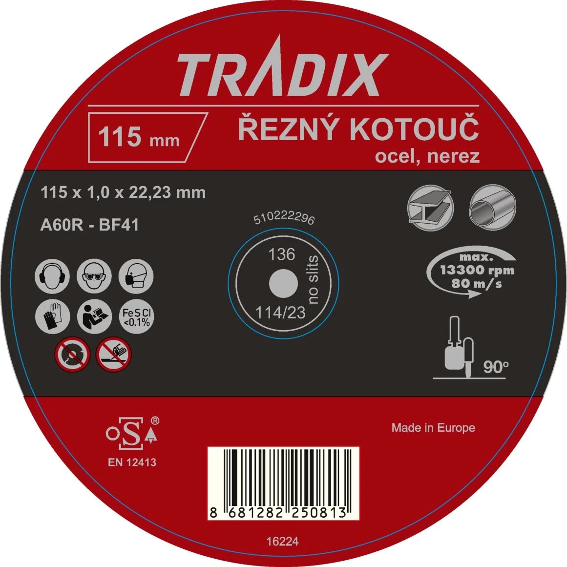 Kotouč řezný Tradix 115x1 mm - 115.webp