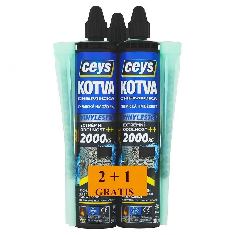 Chemická kotva Ceys vinylester 300 ml 2+1 zdarma