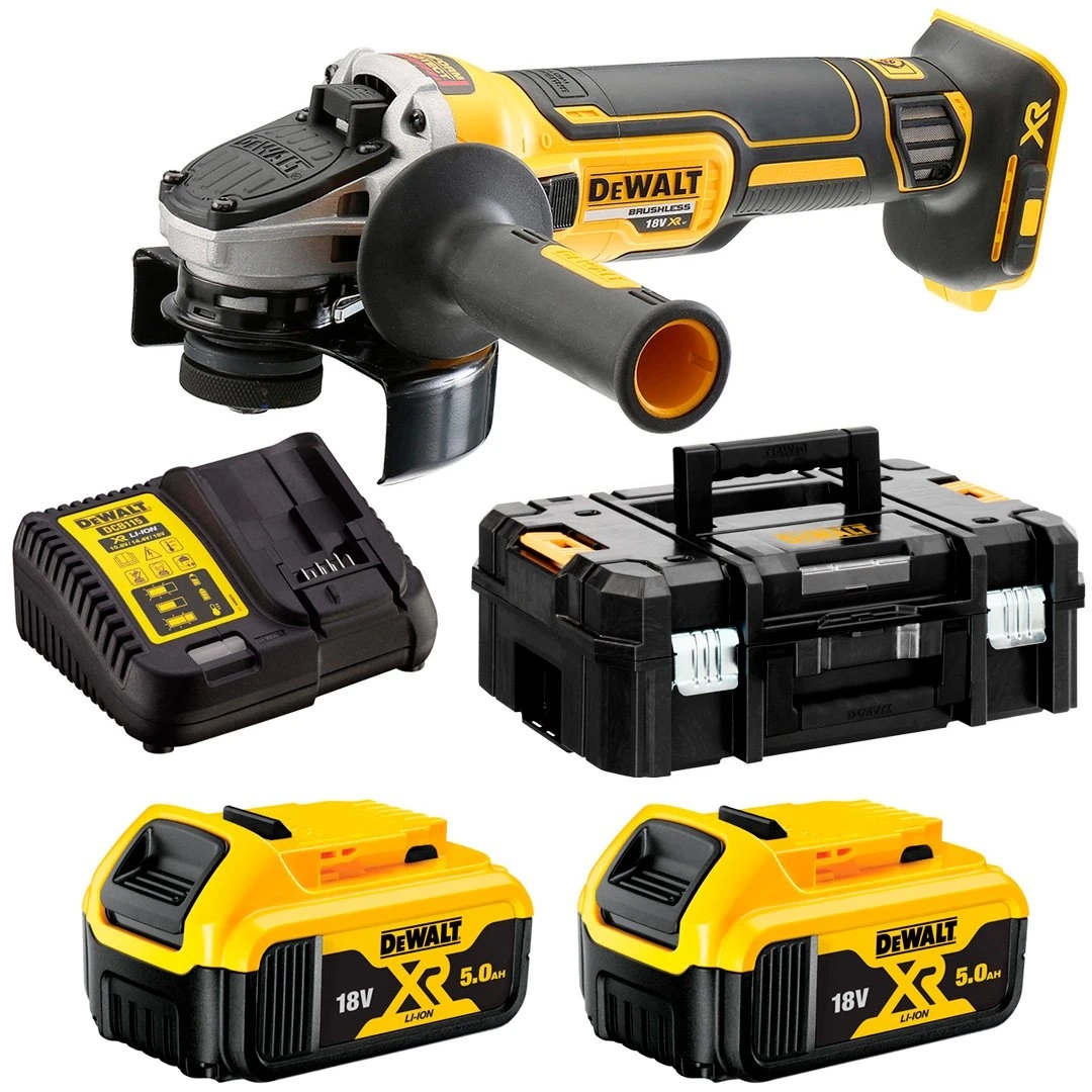 Bruska úhlová Dewalt DCG405P2-QW bezuhlíková, 2 x Li-Ion 5,0 Ah 125 mm kufr - bruska-uhlova-dcg405p2.webp